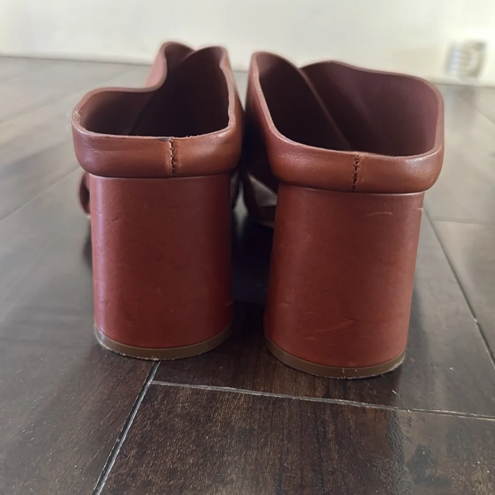 Vince Block Heel Brown Leather Sandals - Picture 5 of 8